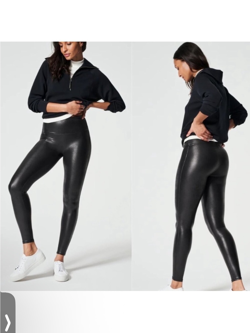 SPANX Black Faux Leather-Look Leggings - 39876